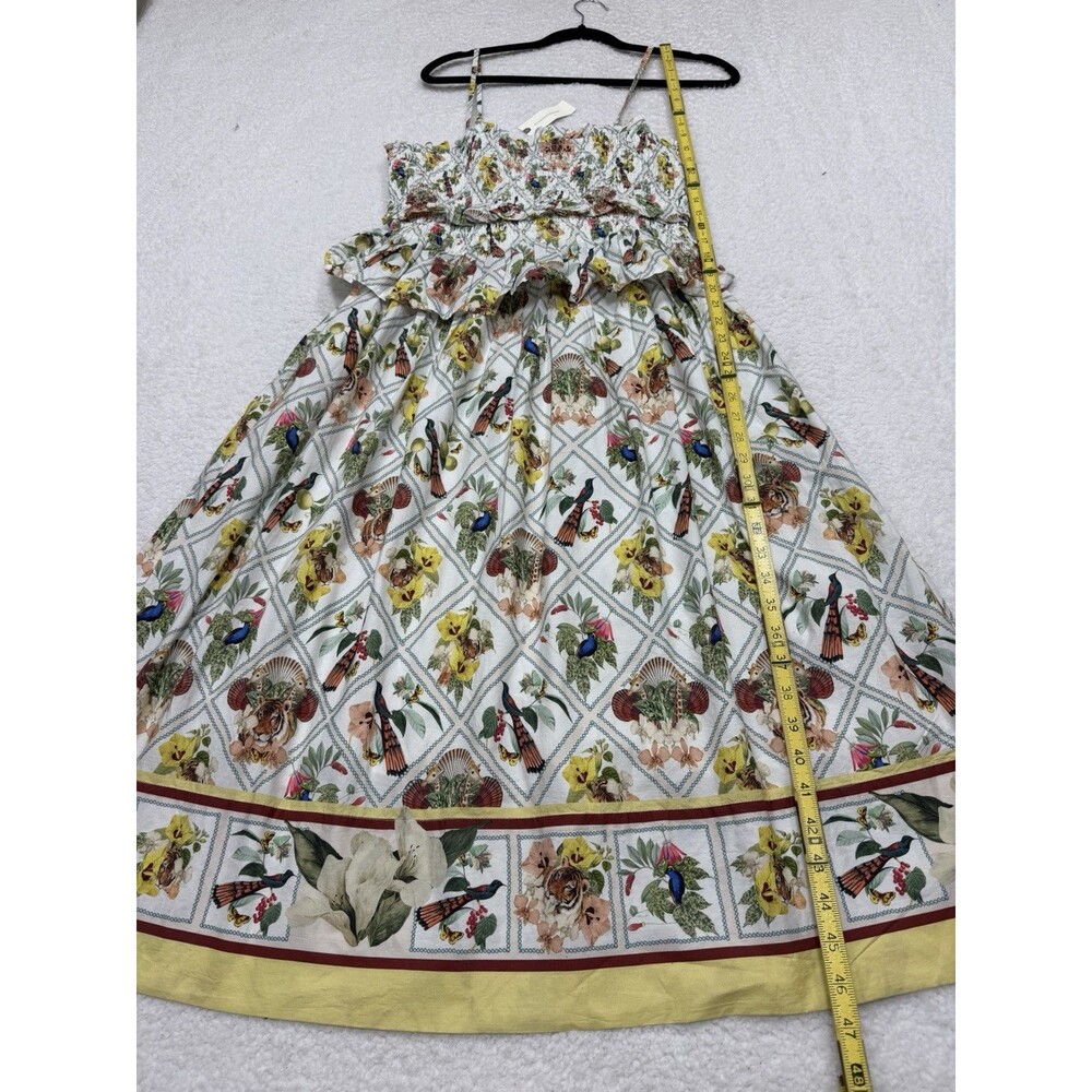 Anthropologie Midi Dress Yellow Floral Smock Peplum Preppy Boho Vacay Medium NWT - Picture 4 of 12